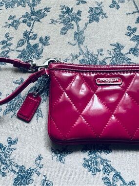 Coach Quilted Patent Leather Wristlet - Fuchsia